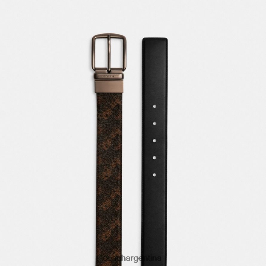 Coach hombres Cinturón reversible cortado a medida con hebilla de arnés y estampado de caballos y carruajes, 38 mm trufa/negro L82882795