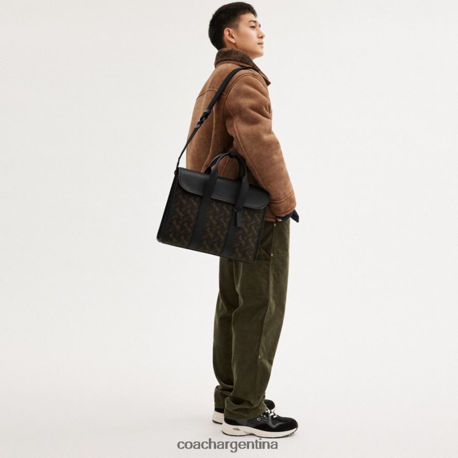 Coach hombres portafolios de Gotham con estampado de caballos y carruajes trufa L82882619