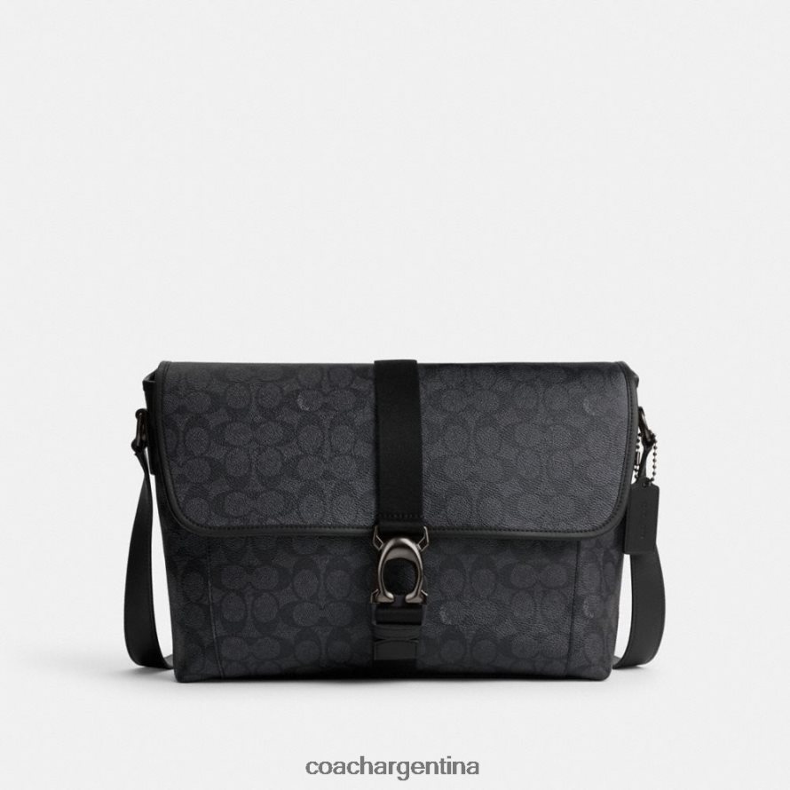 Coach hombres Beck Messenger en lona de firma carbón L82882654