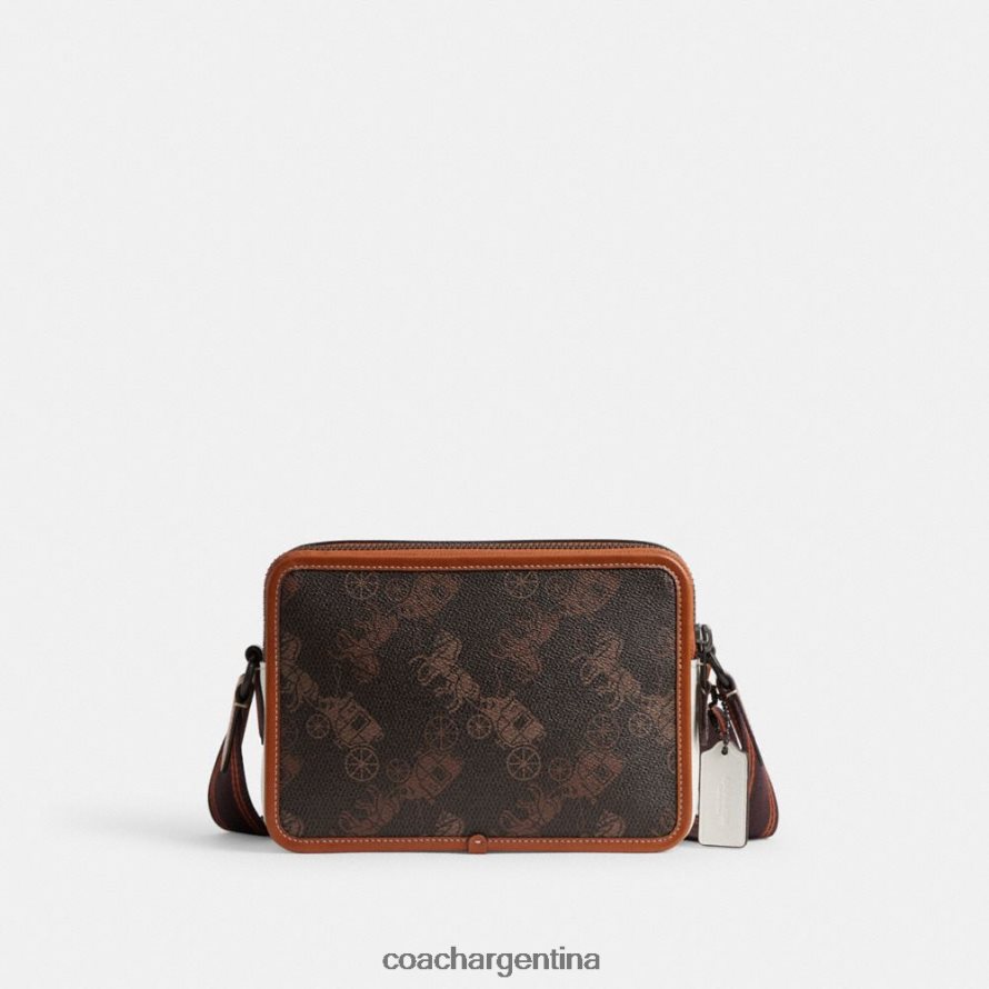 Coach hombres bandolera charter 24 con estampado grande de caballos y carruajes trufa/ámbar bruñido L82882655