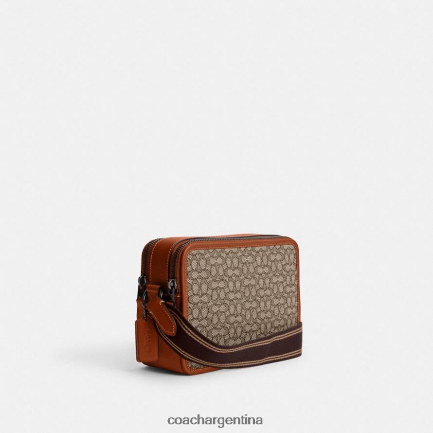 Coach hombres bandolera charter 24 en jacquard con micro firma cacao/ámbar bruñido L82882663