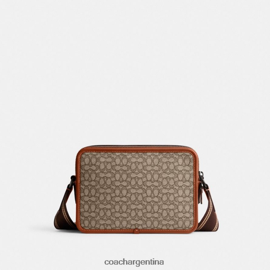 Coach hombres bandolera charter 24 en jacquard con micro firma cacao/ámbar bruñido L82882663