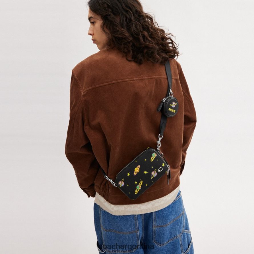 Coach hombres bandolera fina con estampado de planetas cosmic coach charter negro múltiple. L82882653