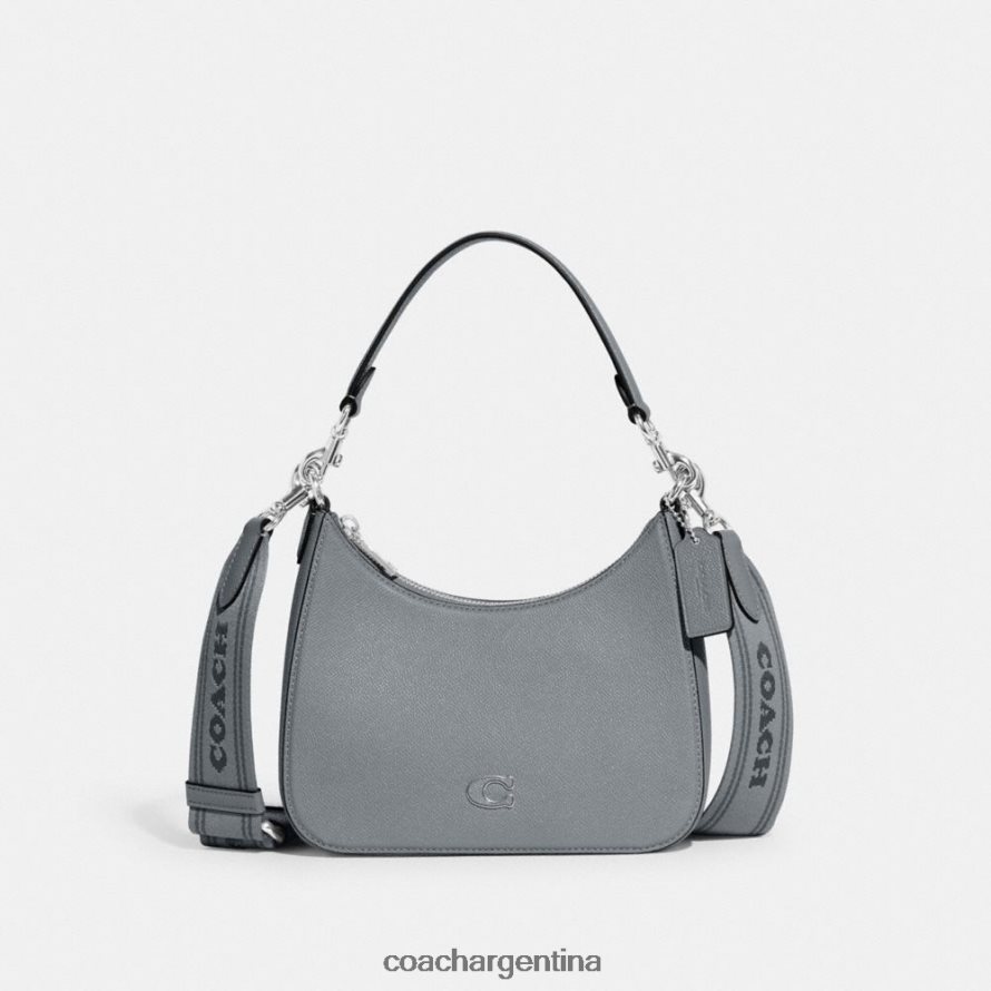Coach hombres bandolera tipo hobo con lona distintiva gris azul L82882666