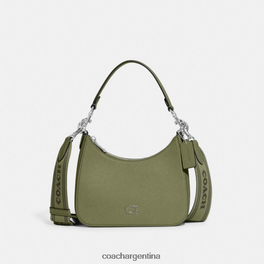Coach hombres bandolera tipo hobo con lona distintiva musgo L82882646