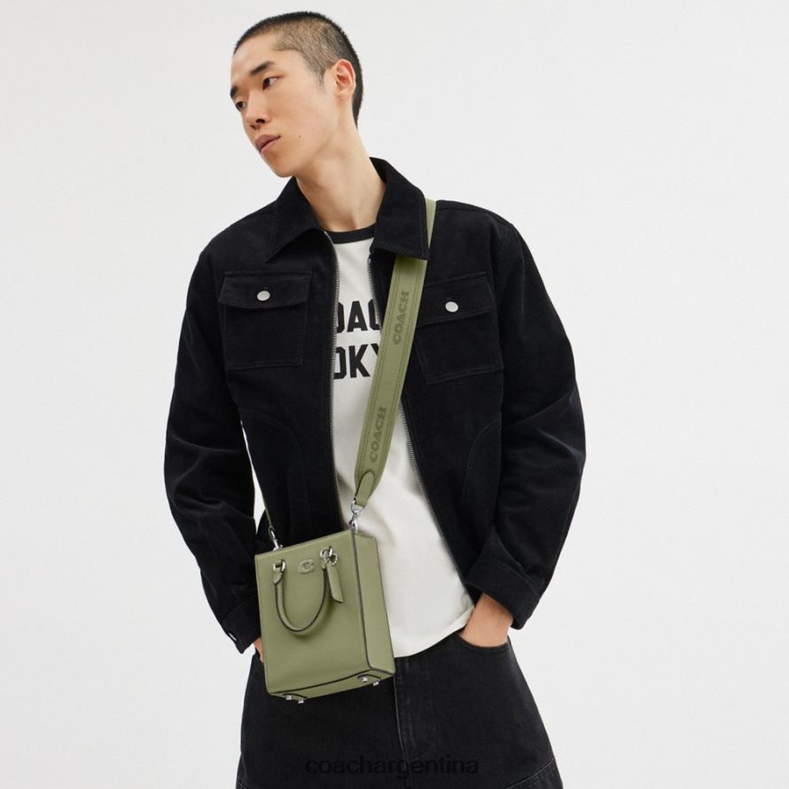 Coach hombres bolso tote 16 con lona de firma musgo L82882648