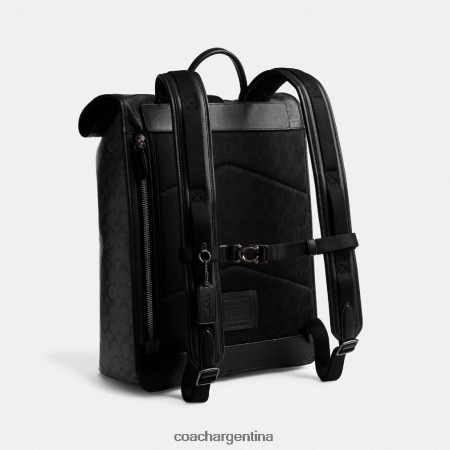 Coach hombres Mochila Beck con parte superior enrollable en lona de firma carbón L82882685
