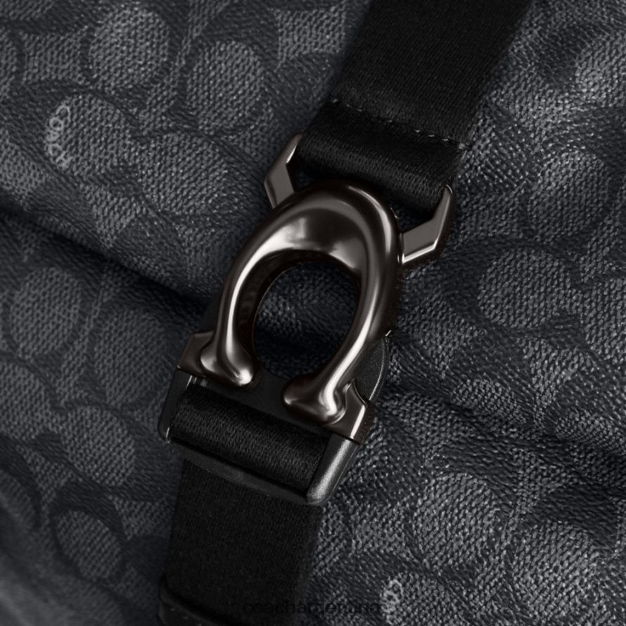 Coach hombres Mochila Beck con parte superior enrollable en lona de firma carbón L82882685