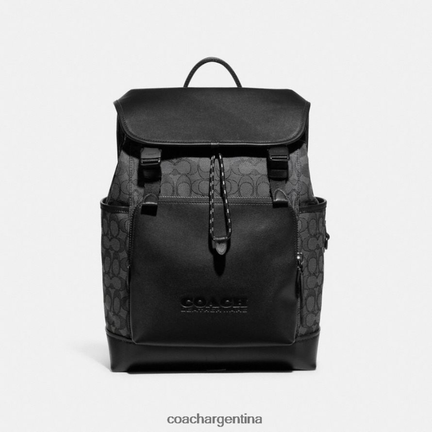 Coach hombres Mochila con solapa League en jacquard exclusivo carbón/negro L82882684