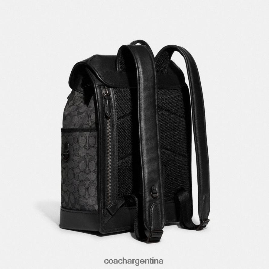 Coach hombres Mochila con solapa League en jacquard exclusivo carbón/negro L82882684