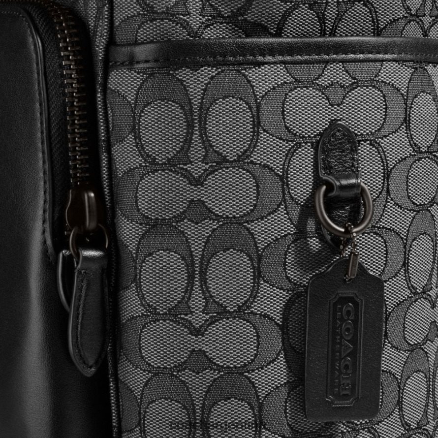 Coach hombres Mochila con solapa League en jacquard exclusivo carbón/negro L82882684