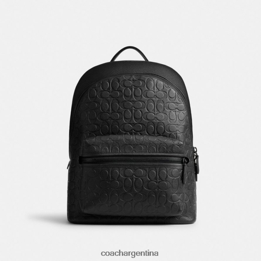 Coach hombres mochila charter en cuero de firma negro L82882677
