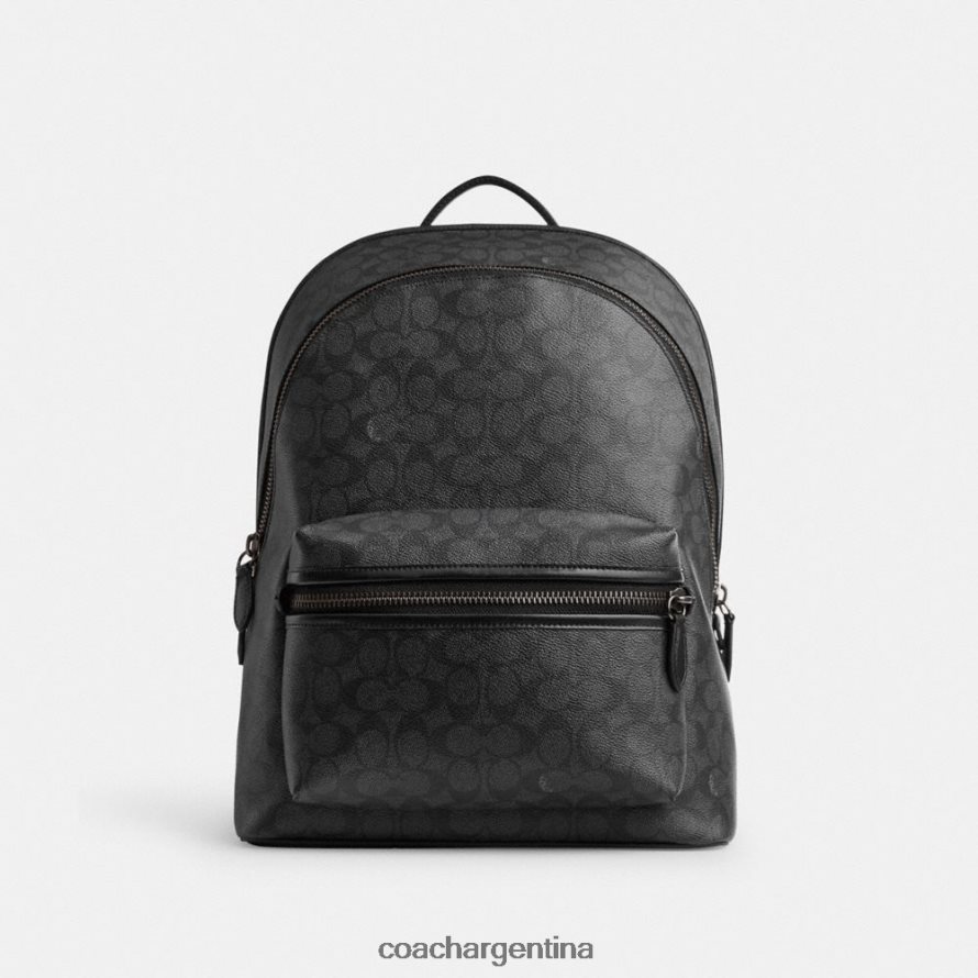 Coach hombres mochila charter en lona de firma carbón L82882676