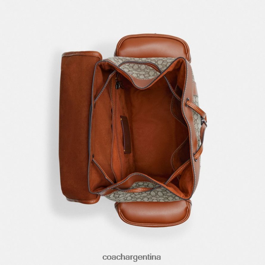 Coach hombres mochila de enganche en micro jacquard de firma cacao/ámbar bruñido L82882683