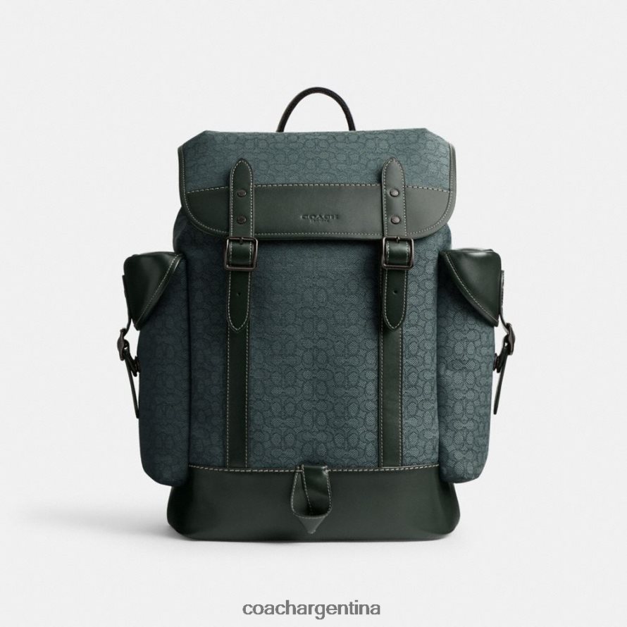 Coach hombres mochila de enganche en micro jacquard de firma verde amazona L82882682