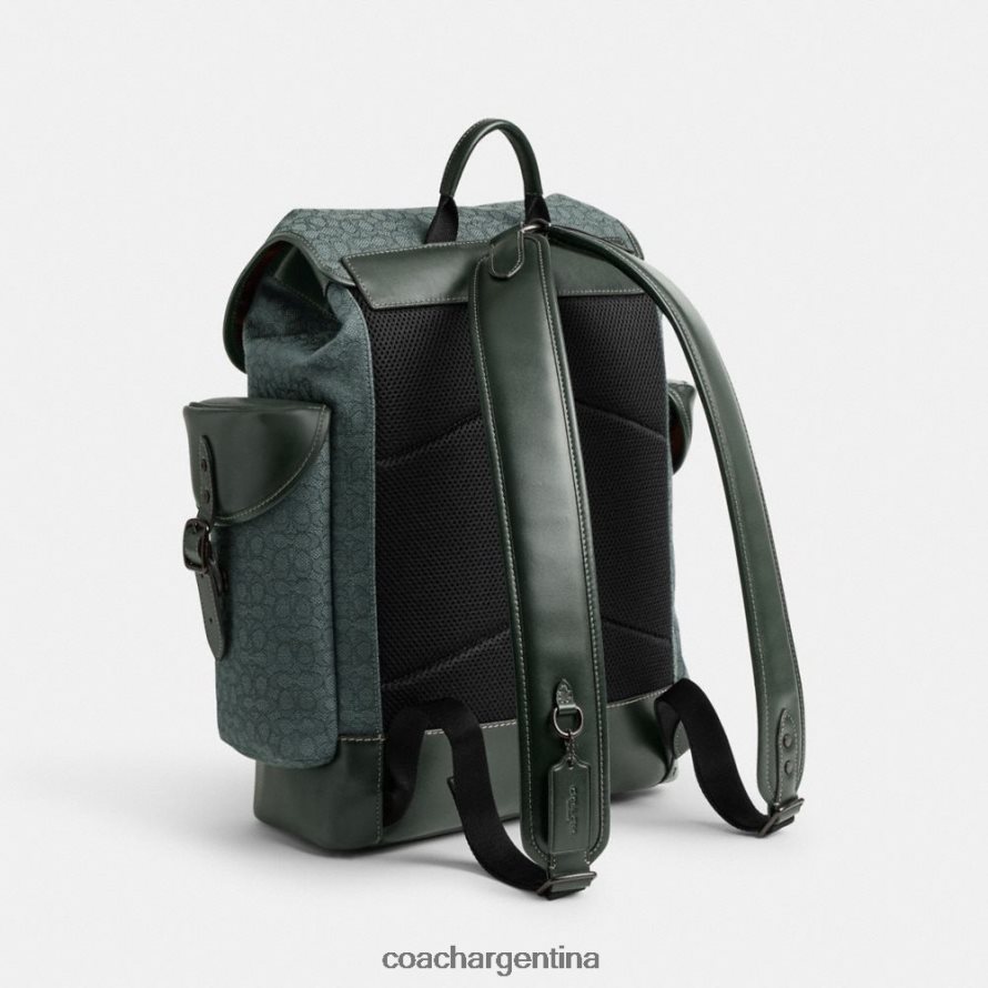 Coach hombres mochila de enganche en micro jacquard de firma verde amazona L82882682
