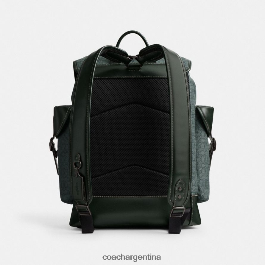 Coach hombres mochila de enganche en micro jacquard de firma verde amazona L82882682