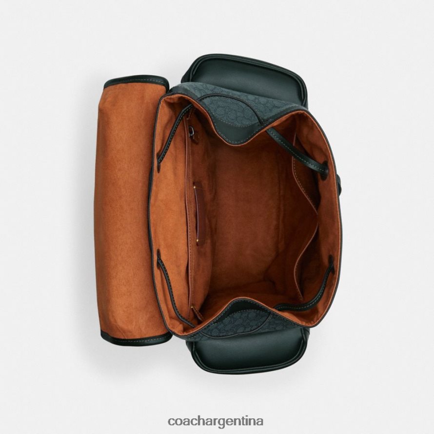 Coach hombres mochila de enganche en micro jacquard de firma verde amazona L82882682