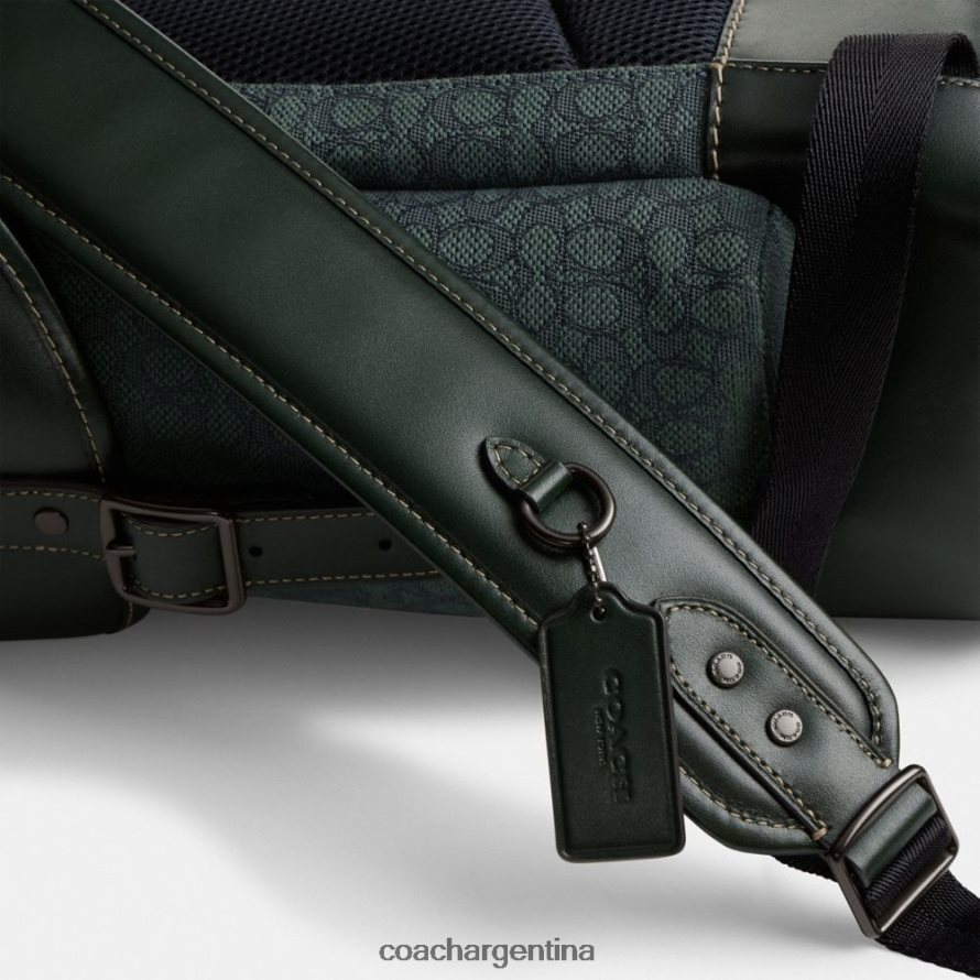 Coach hombres mochila de enganche en micro jacquard de firma verde amazona L82882682