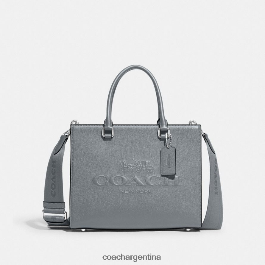 Coach hombres bolso tote con lona de firma gris azul L82882634