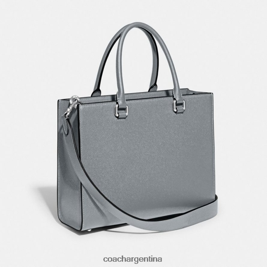 Coach hombres bolso tote con lona de firma gris azul L82882634