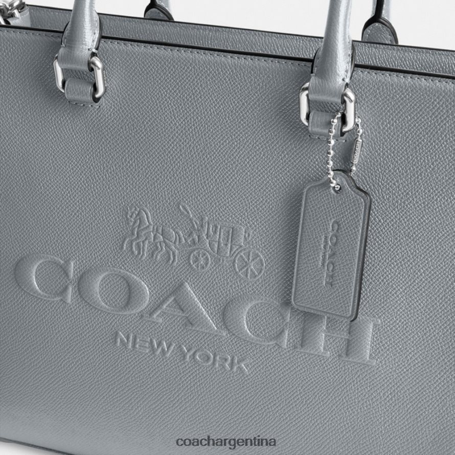 Coach hombres bolso tote con lona de firma gris azul L82882634