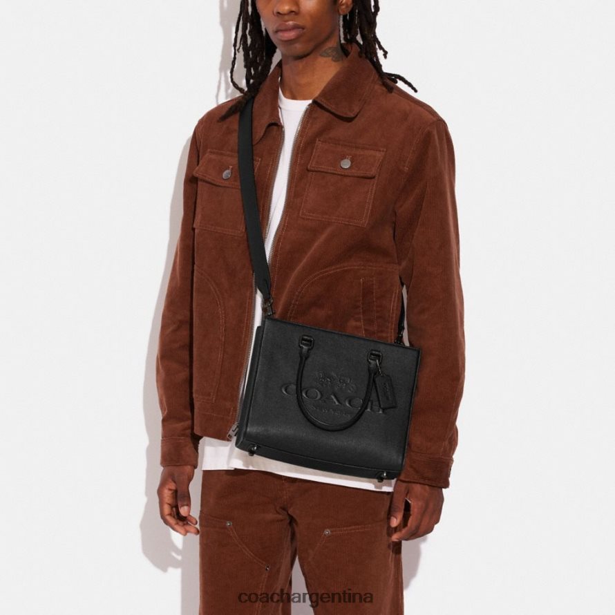 Coach hombres bolso tote con lona de firma negro L82882637