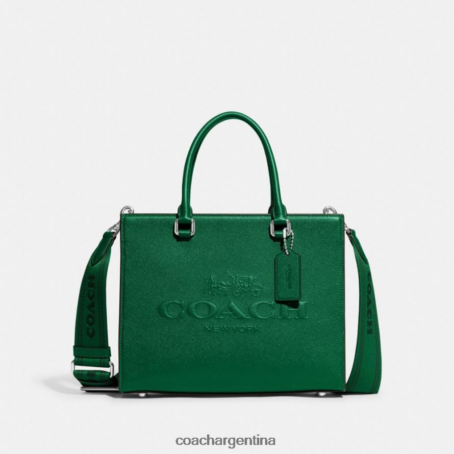 Coach hombres bolso tote con lona de firma verde L82882643