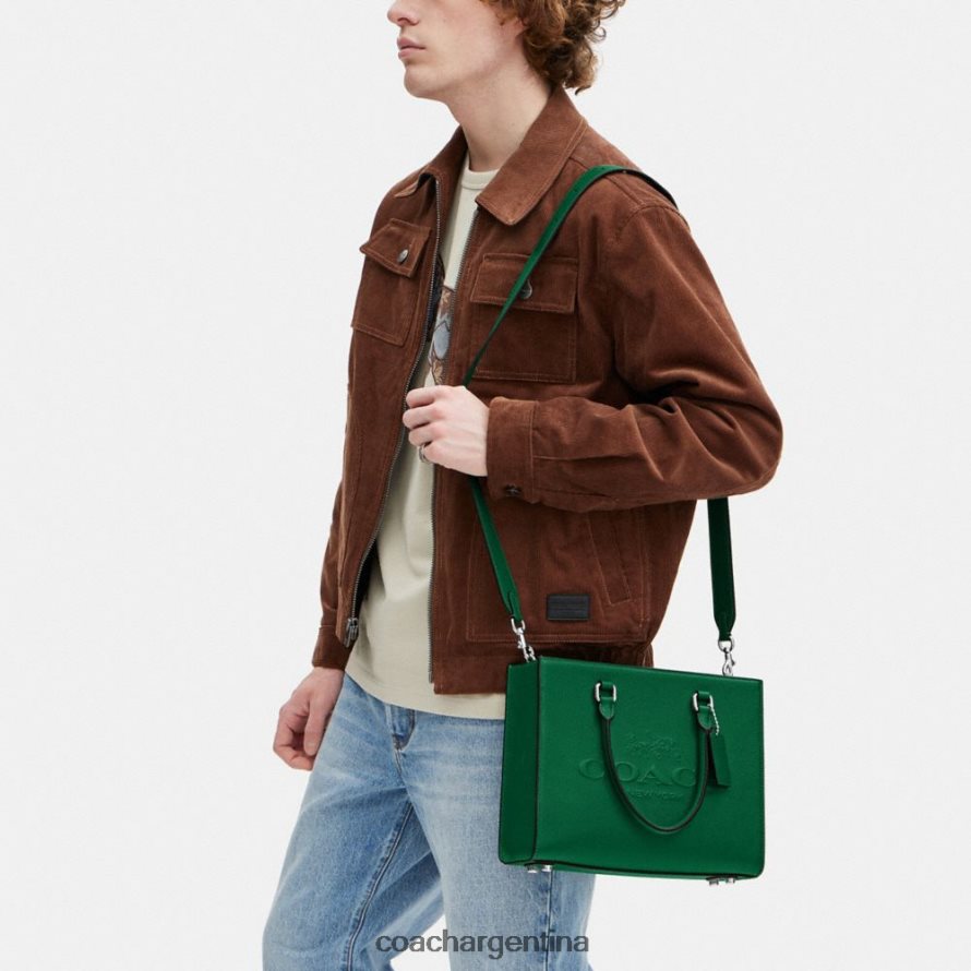 Coach hombres bolso tote con lona de firma verde L82882643