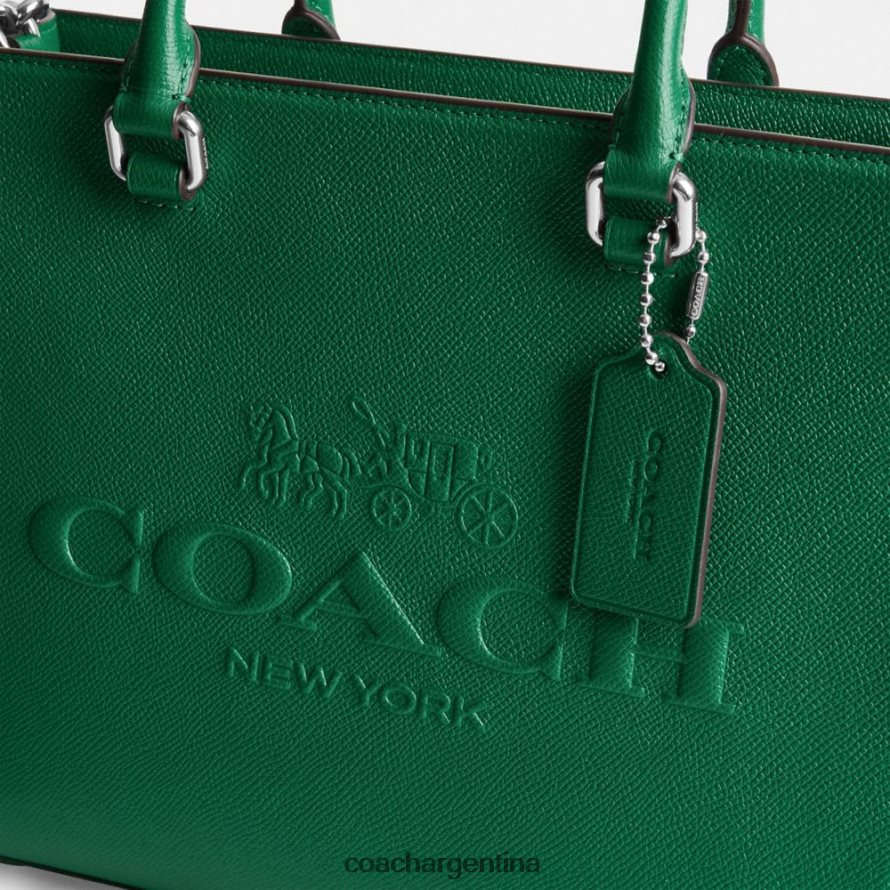 Coach hombres bolso tote con lona de firma verde L82882643