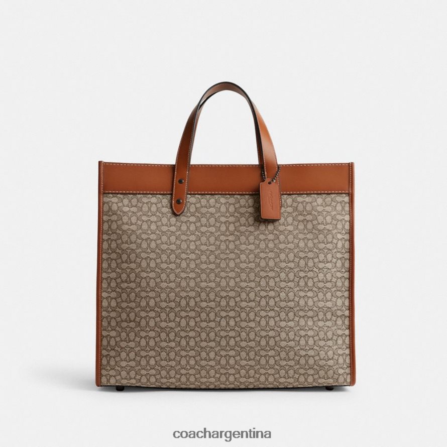 Coach hombres bolso tote field 40 en jacquard con micro firma cacao/ámbar bruñido L82882636