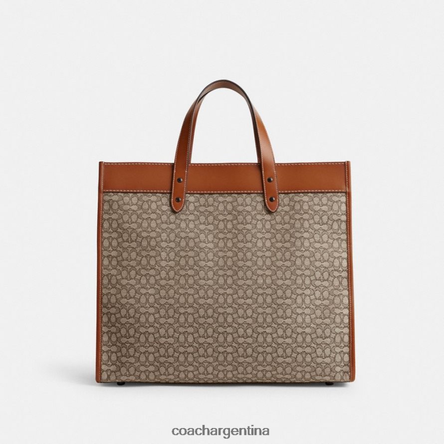 Coach hombres bolso tote field 40 en jacquard con micro firma cacao/ámbar bruñido L82882636