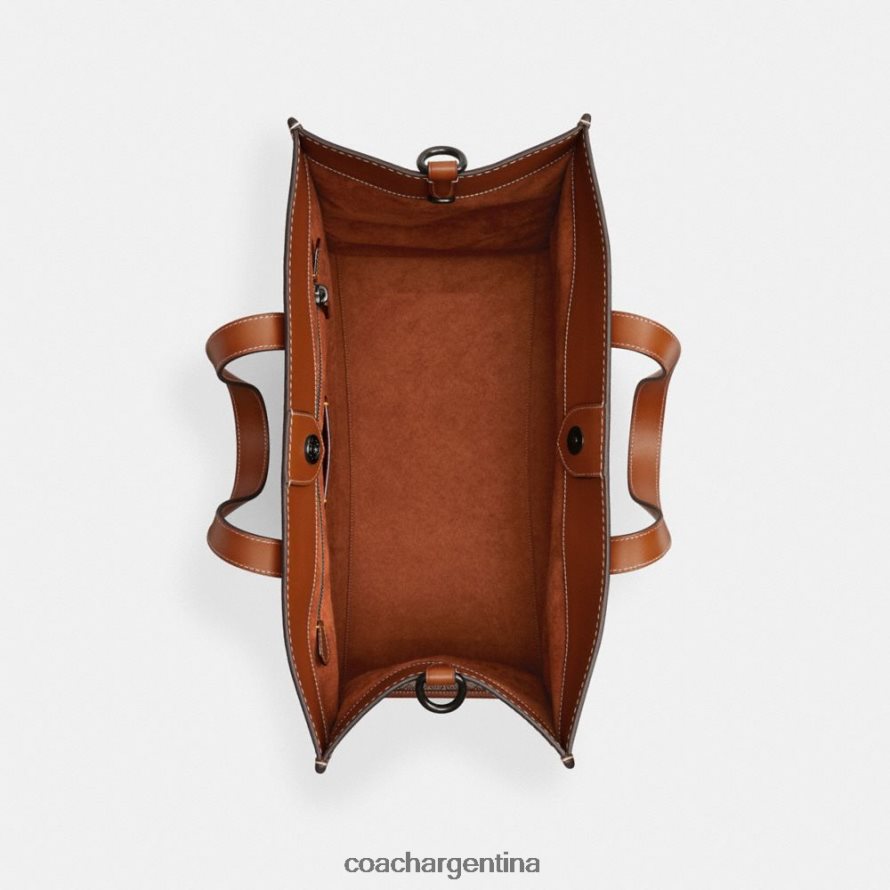 Coach hombres bolso tote field 40 en jacquard con micro firma cacao/ámbar bruñido L82882636