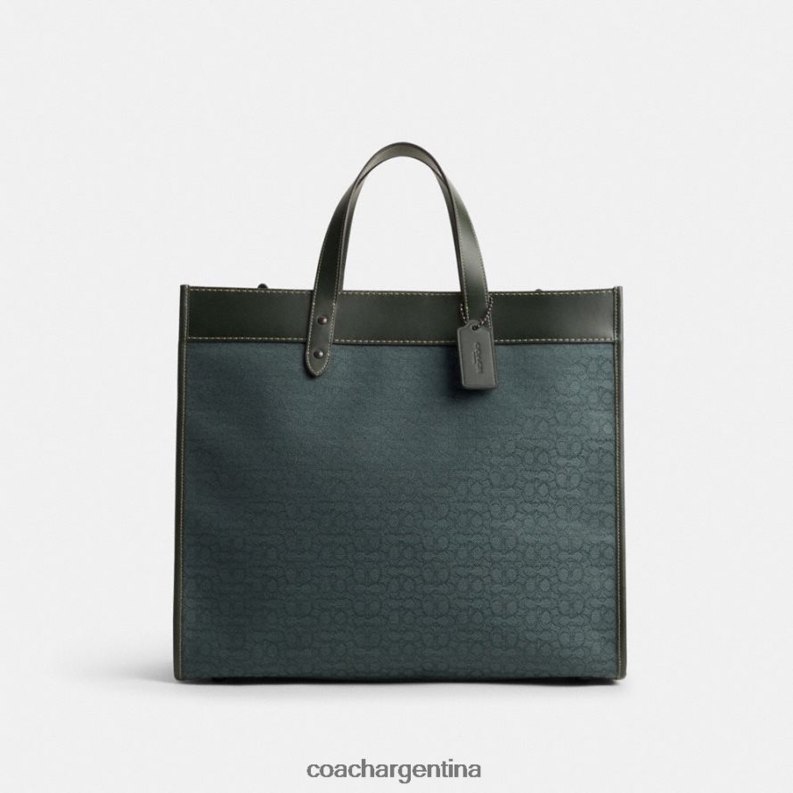 Coach hombres bolso tote field 40 en jacquard con micro firma verde amazona L82882635