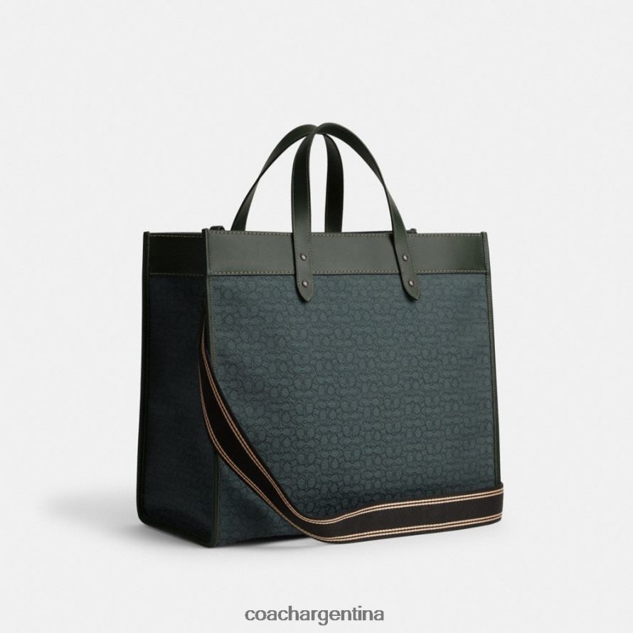 Coach hombres bolso tote field 40 en jacquard con micro firma verde amazona L82882635
