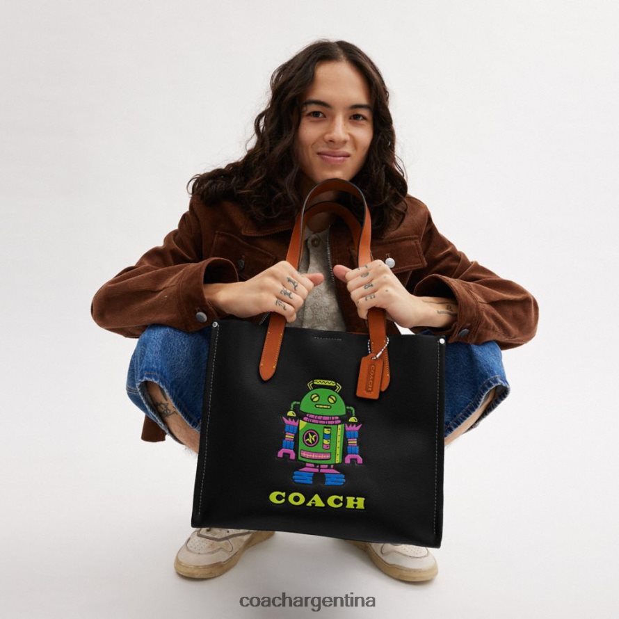 Coach hombres cosmic coach relé tote 34 con robot negro múltiple. L82882632