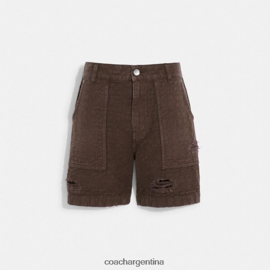 Coach hombres pantalones cortos de mezclilla desgastados marrón L82882789