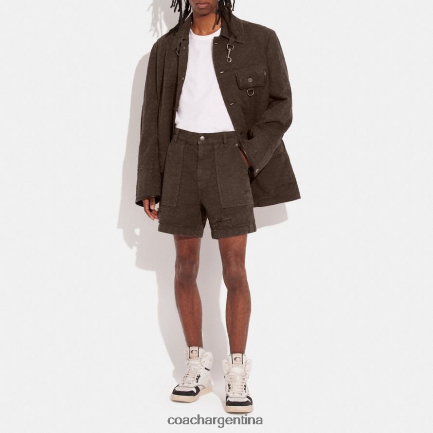 Coach hombres pantalones cortos de mezclilla desgastados marrón L82882789