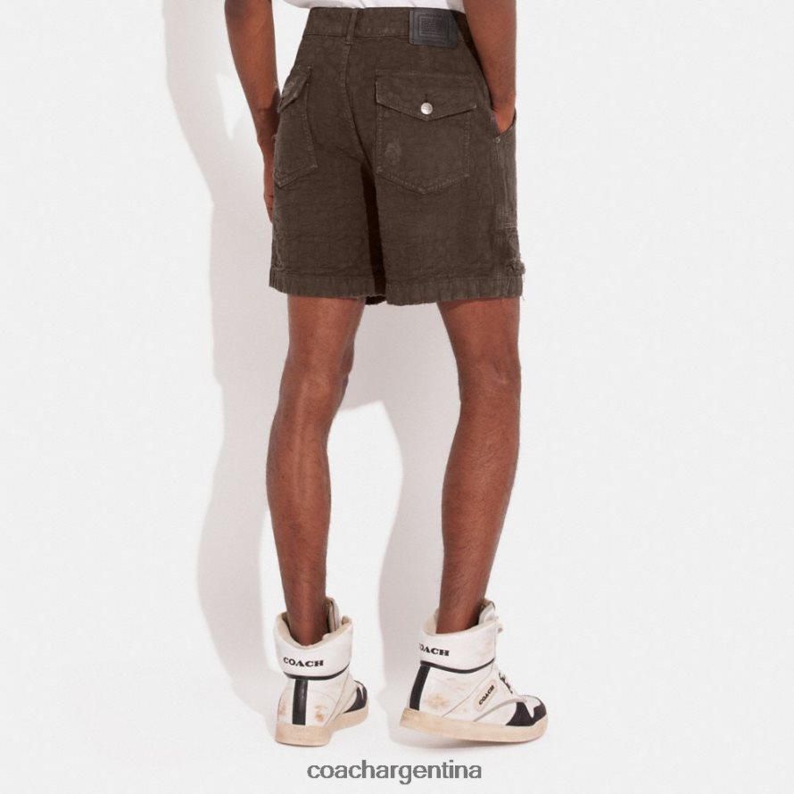 Coach hombres pantalones cortos de mezclilla desgastados marrón L82882789