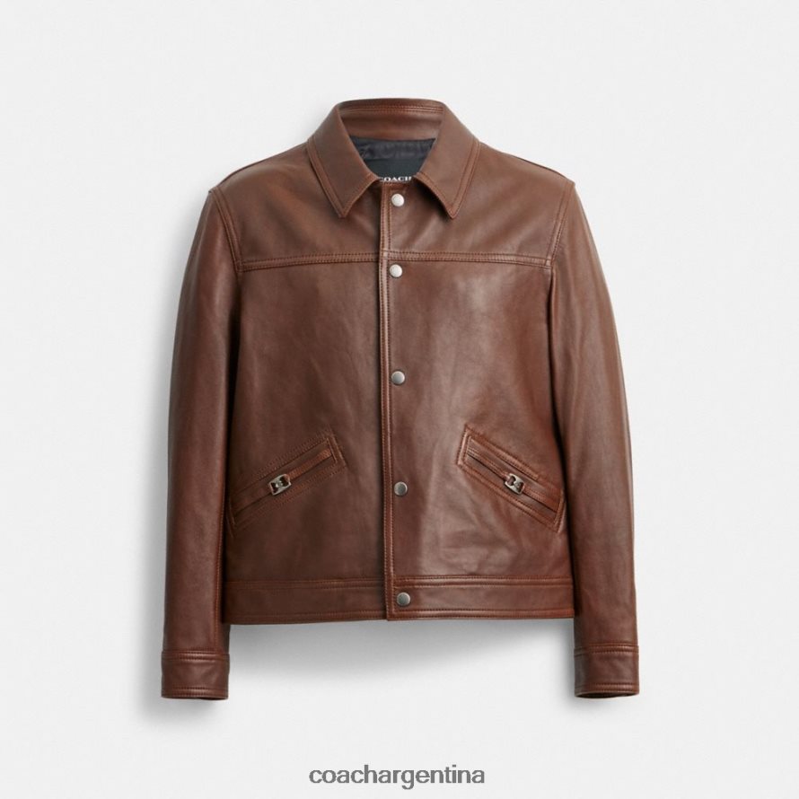 Coach hombres Chaqueta de motorista marrón L82882759