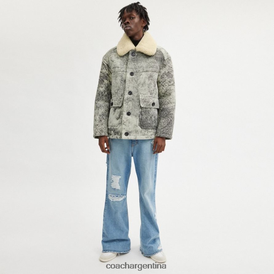 Coach hombres abrigo de piel de oveja Gris oscuro L82882760