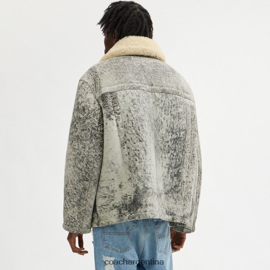 Coach hombres abrigo de piel de oveja Gris oscuro L82882760