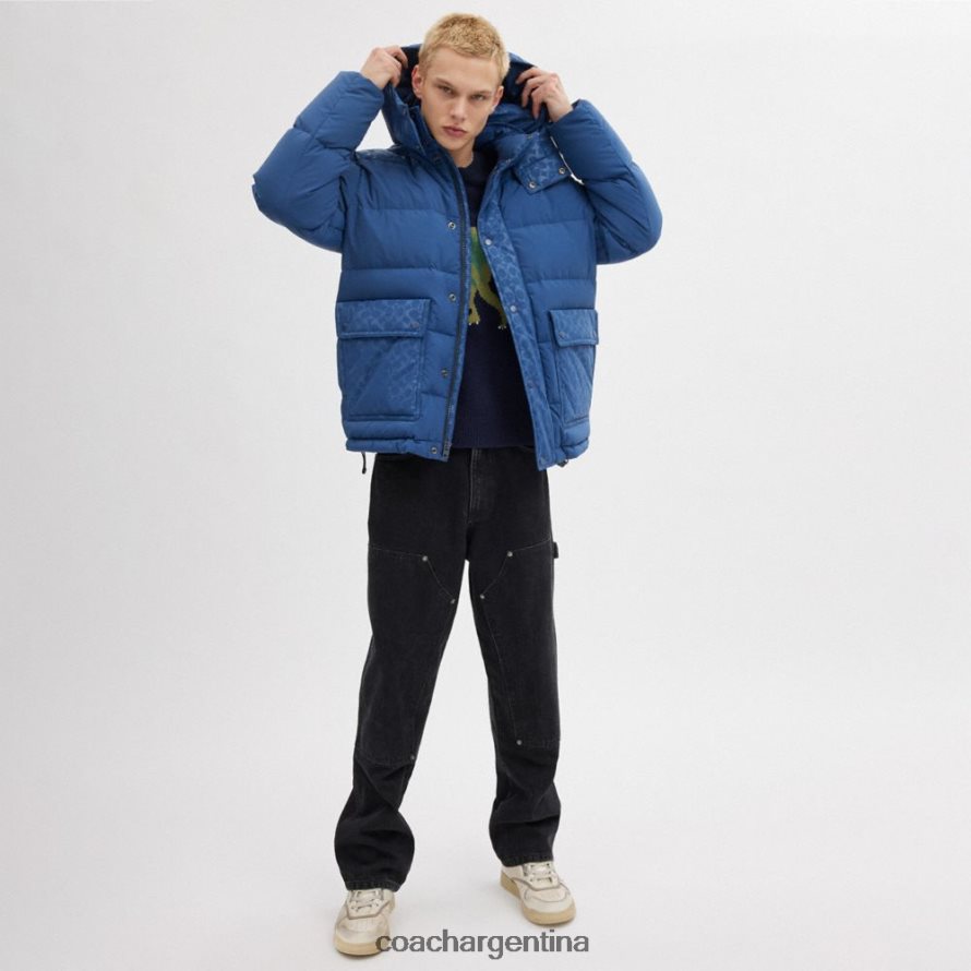 Coach hombres chaqueta acolchada con bolsillo delantero distintivo azul profundo L82882756