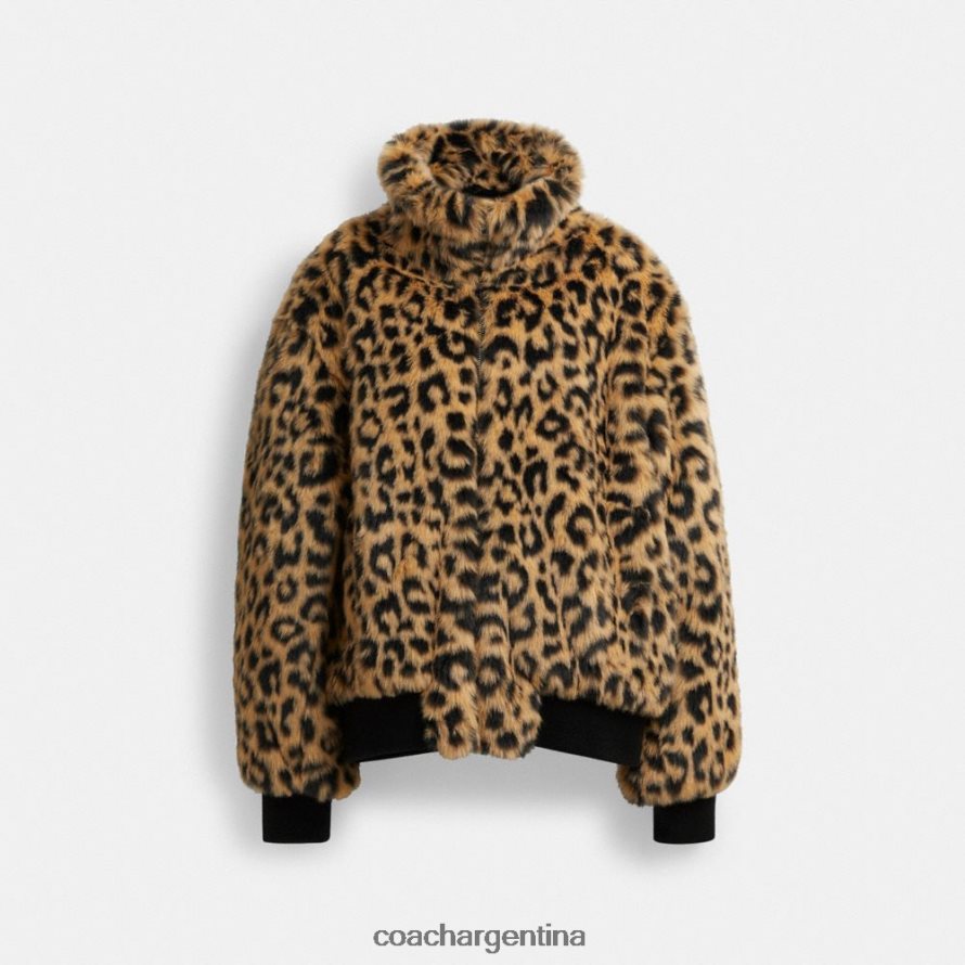 Coach hombres chaqueta de piel sintética estampada leopardo L82882752