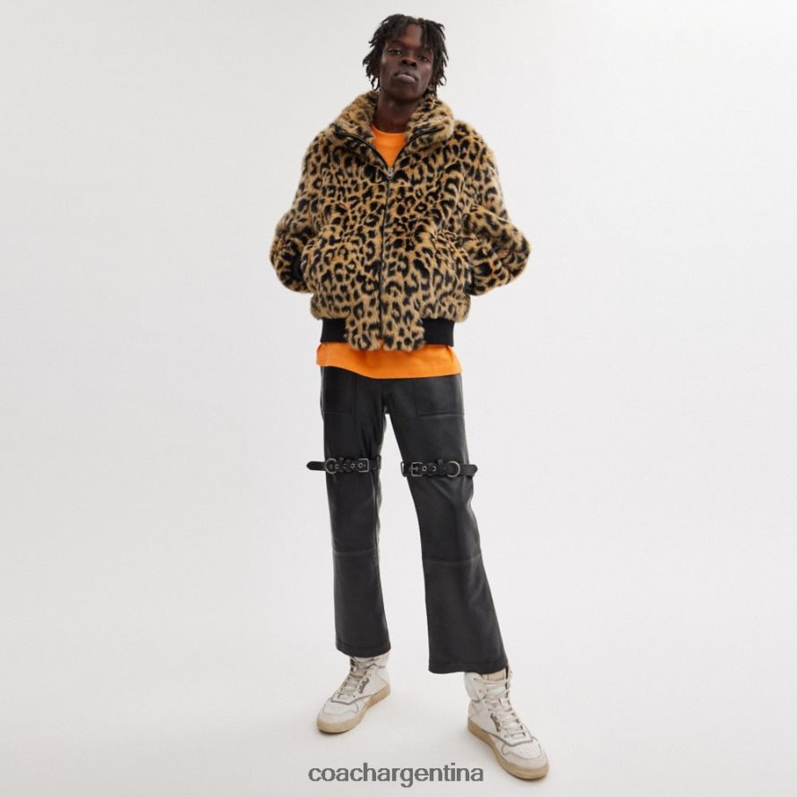 Coach hombres chaqueta de piel sintética estampada leopardo L82882752