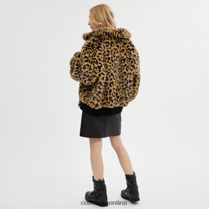 Coach hombres chaqueta de piel sintética estampada leopardo L82882752
