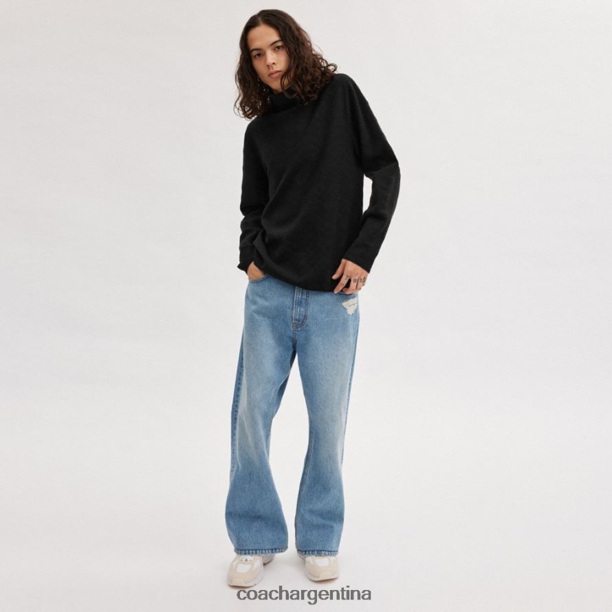 Coach hombres jersey de cuello alto característico negro L82882779