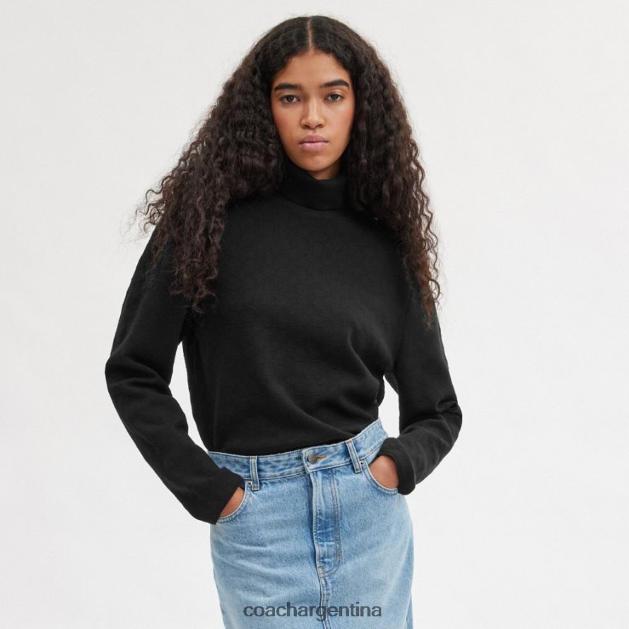 Coach hombres jersey de cuello alto característico negro L82882779