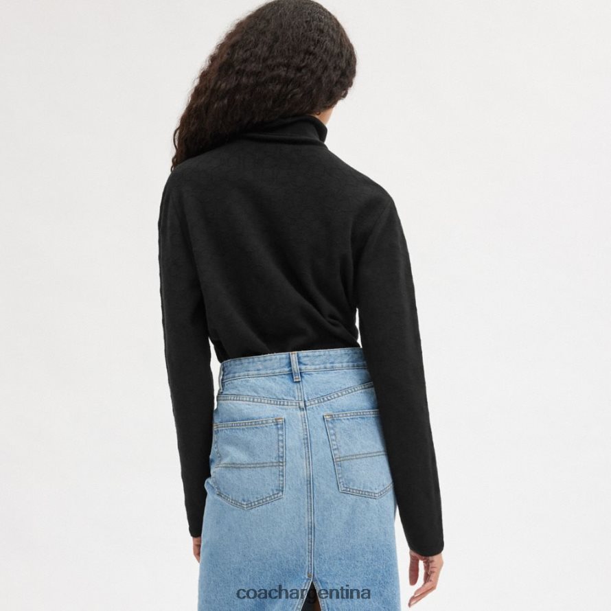 Coach hombres jersey de cuello alto característico negro L82882779