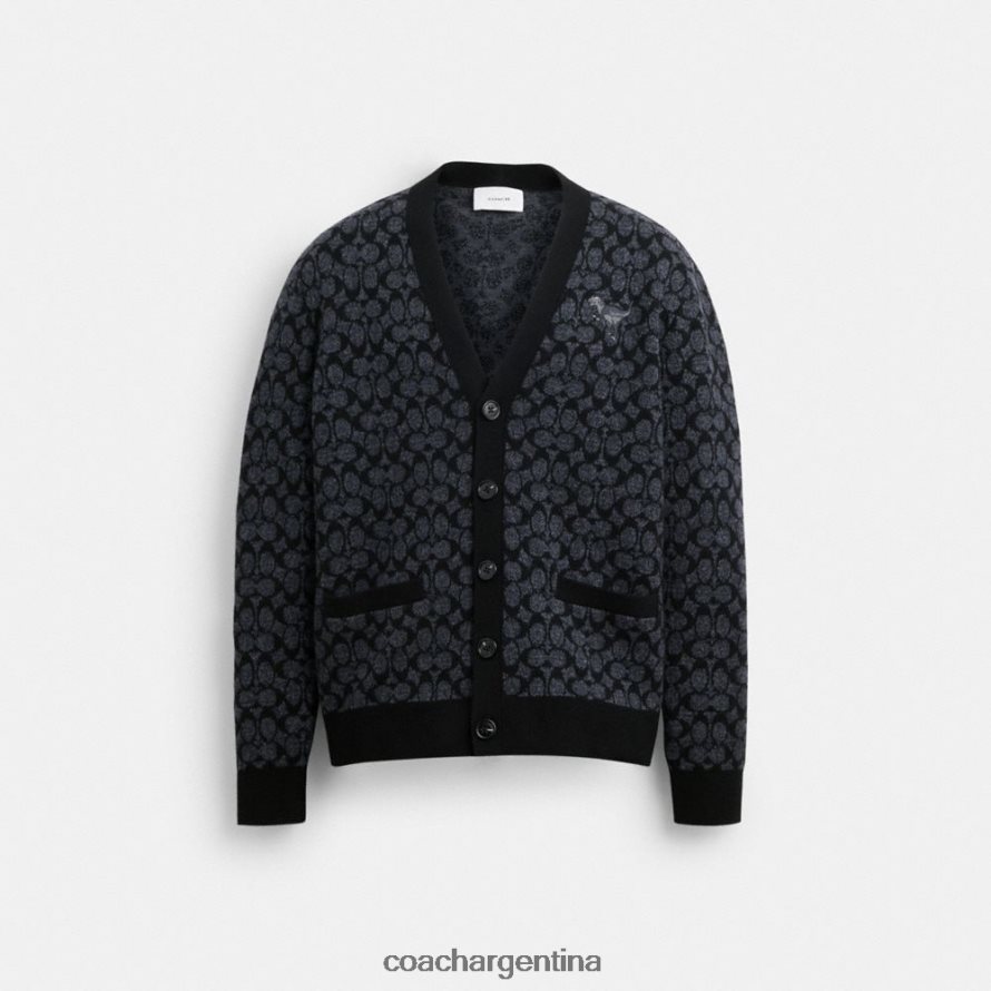 Coach hombres suéter tipo cárdigan rexy firma negra L82882765